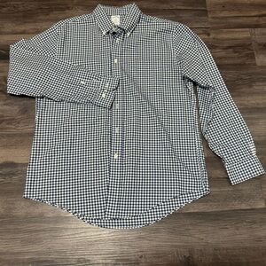 Brooks Brothers Shirt Mens L Blue Navy Multicolor Check Regent Non Iron Cotton
